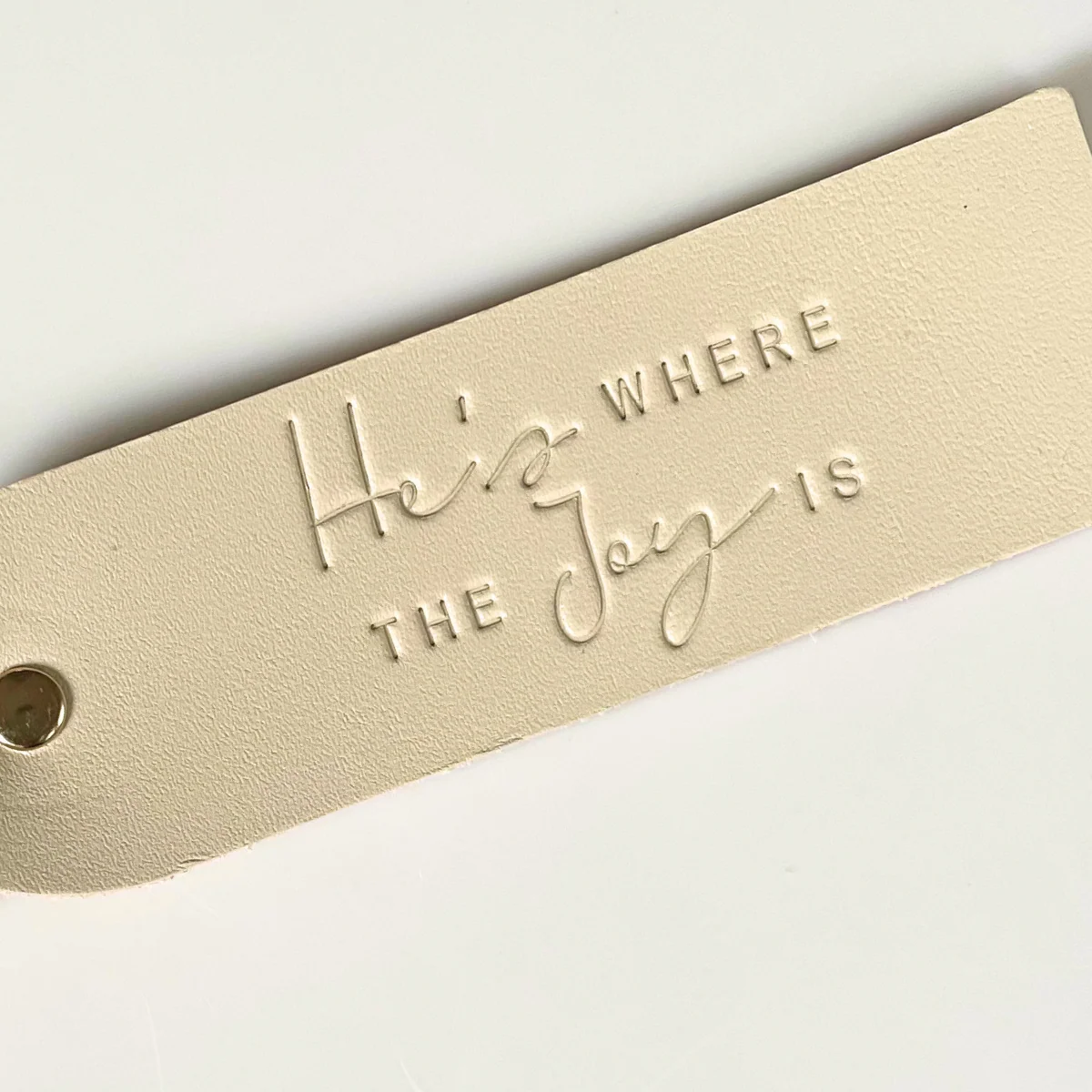 He's Where The Joy Is Leather Keychain - Image 2