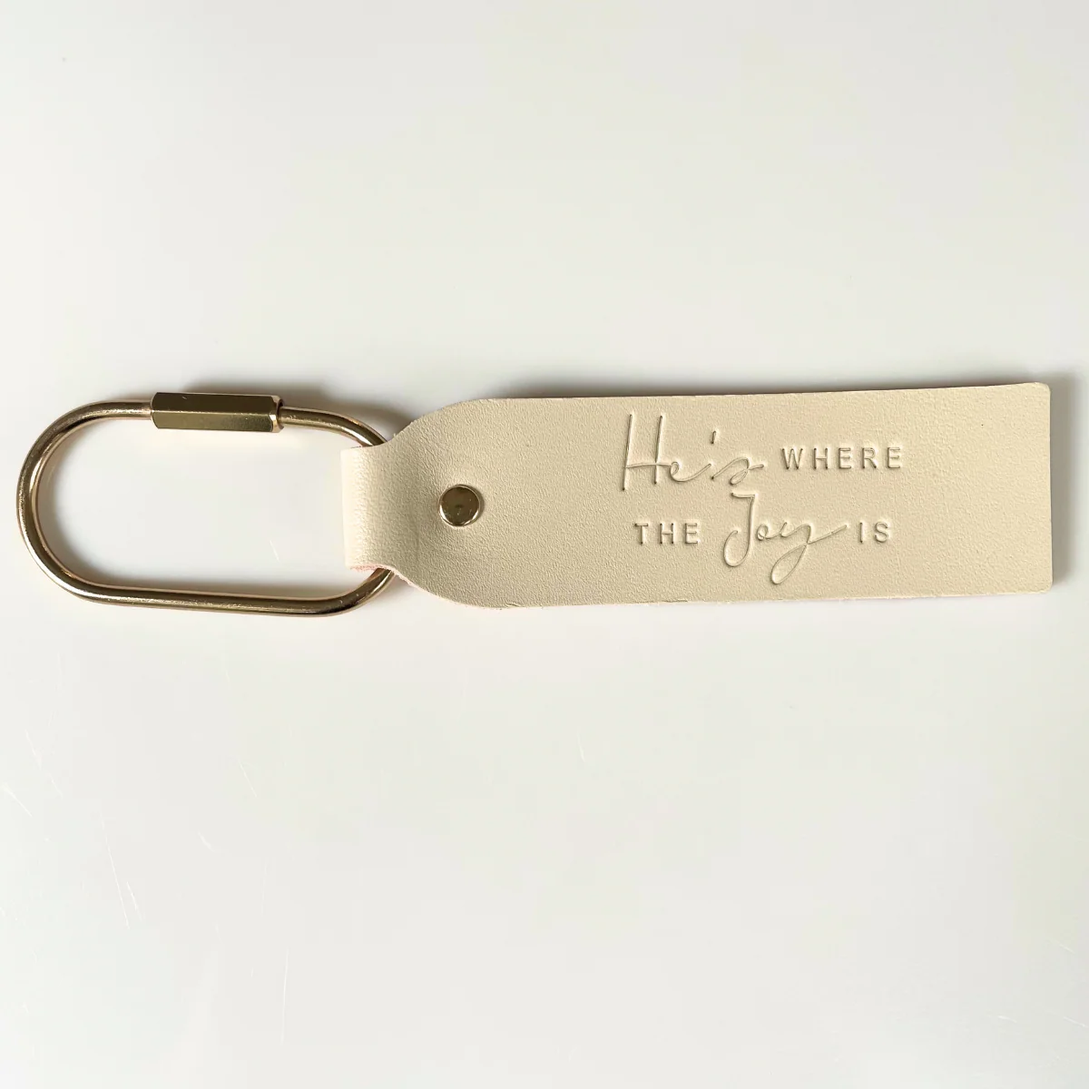 He's Where The Joy Is Leather Keychain - Image 3